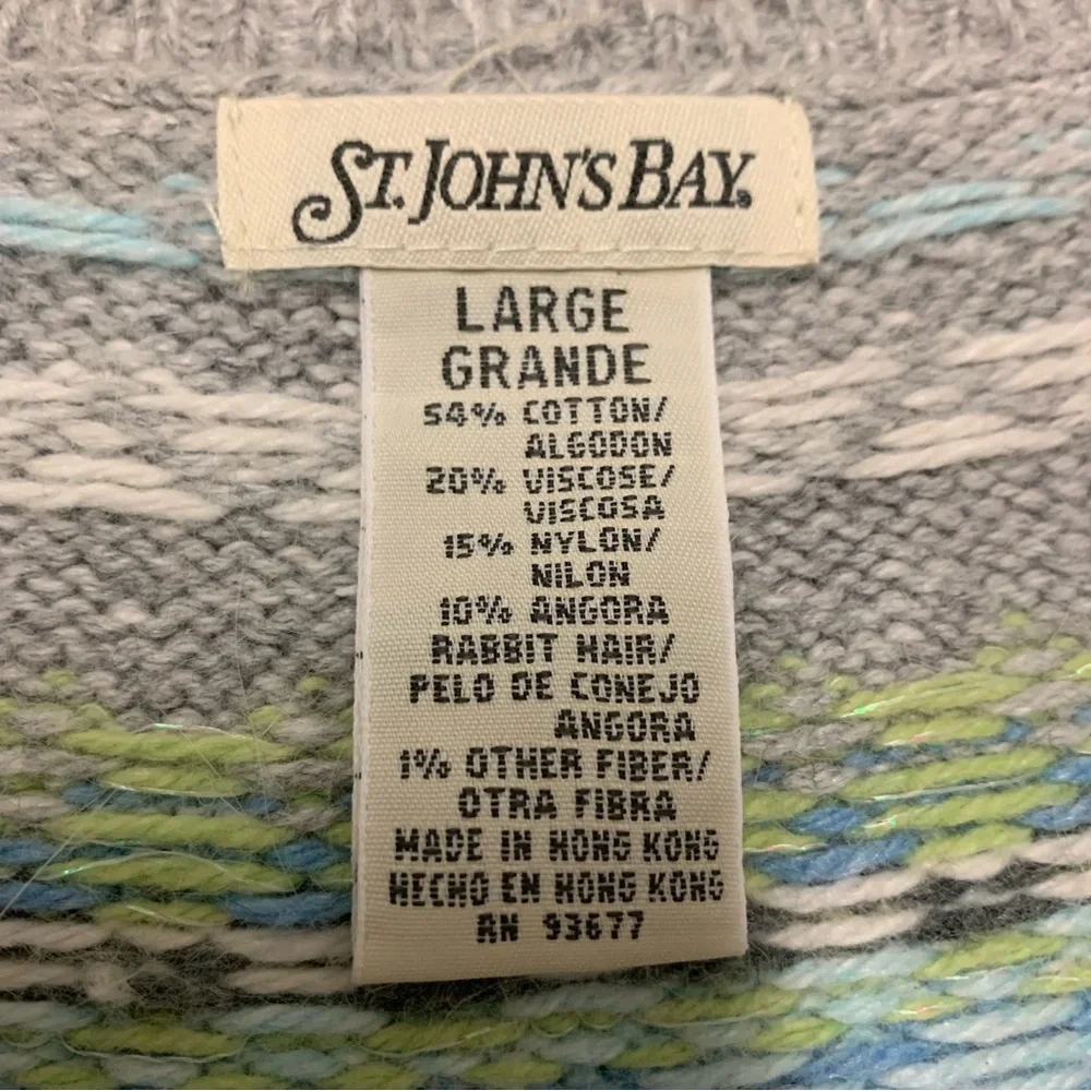 Vintage St. Johns Bay Angora Rabbit Hair Pullover Sweater Gray Women’s Size L